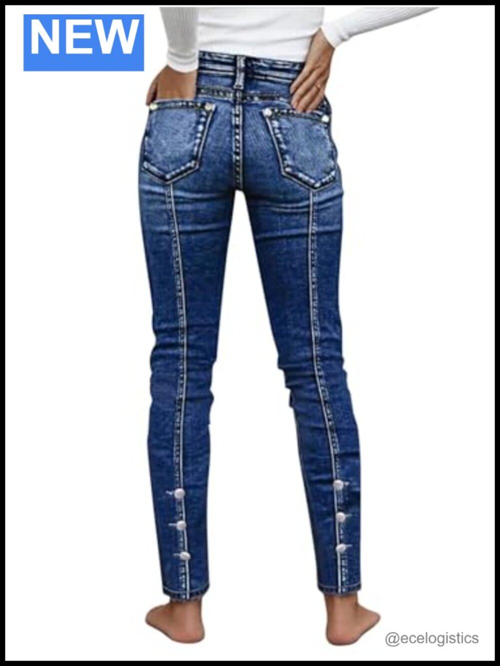 Mid Waist Skinny Butt Lifting Slim Fit Jeans Women Stretch